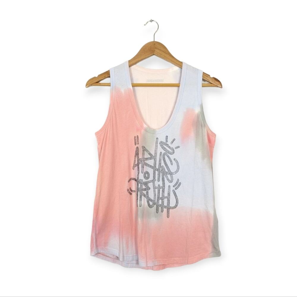 Zadig Voltaire Tam Jormi Tank M Strass Tie Dye Graphic Sleeveless Chic
